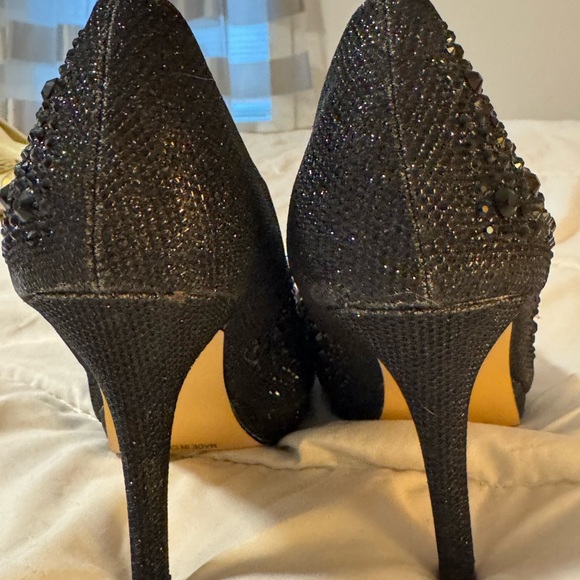 Chic Black Rhinestone Heels - Picture 3 of 16